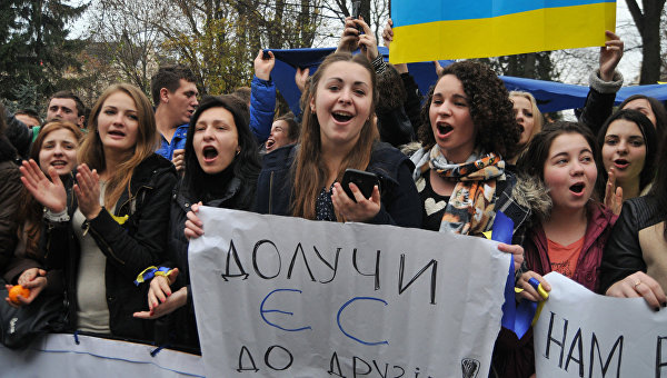 Студенческий митинг во Львове за вступление в ЕС